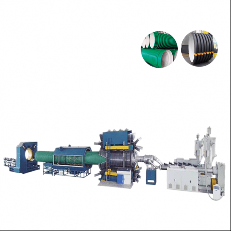 HDPE, PP Vertikala Tipo Duobla Muro Ondumita Pipo kaj PVC Ribbed Pipe Extrusion-linio